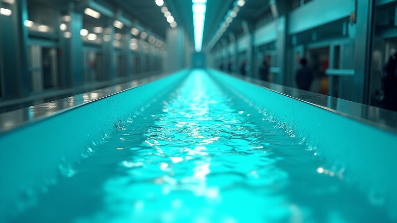 透明な再生水が循環するモダンな水リサイクルシステムのクローズアップ